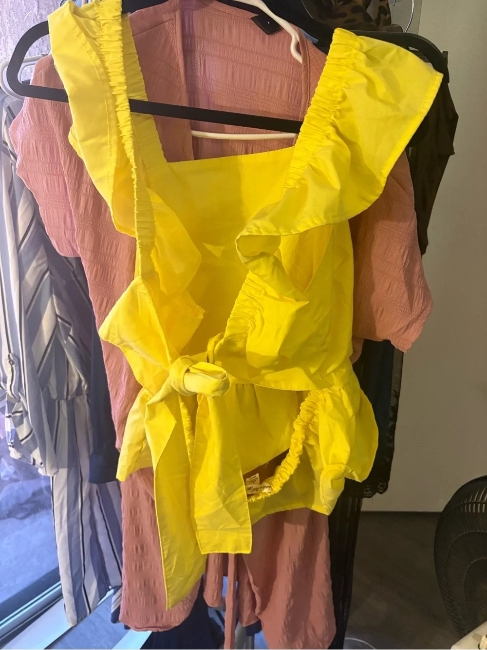 Yellow Ruffled Square-Neck Women's Top - Picture 3 of 3